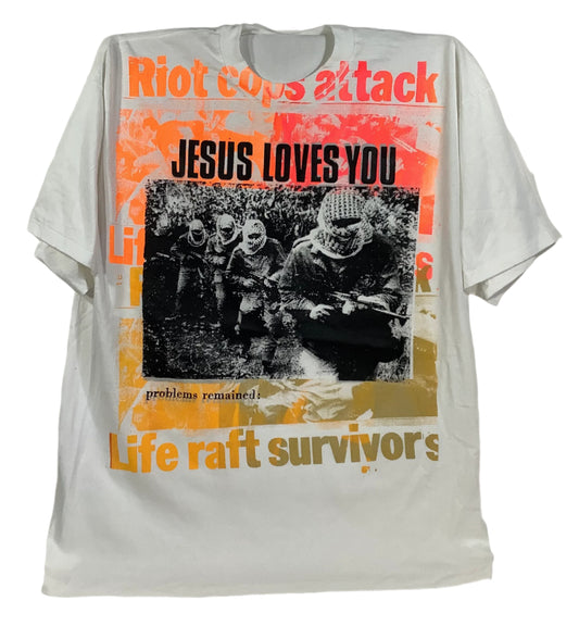 Don Rock - Jesus Loves You / Riot Cops Attack V9 T-Shirt Size 2XL
